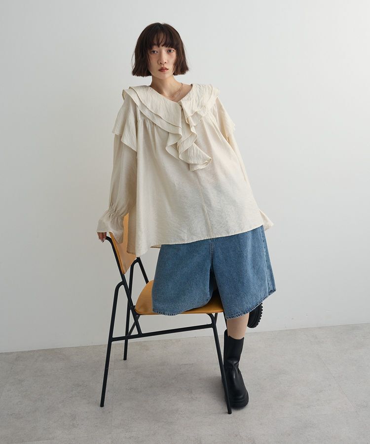 AnriettMusee「ビッグカラーフリルブラウス」|シャツ・ブラウス|