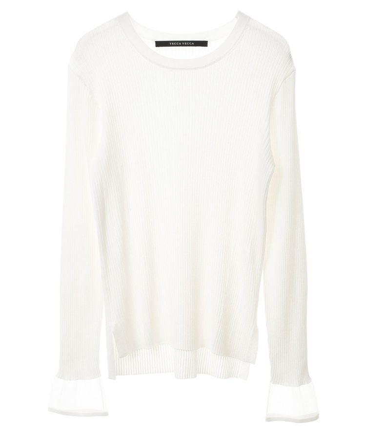 YECCA VECCA「袖口シアーリブニット」|ニット・セーター|