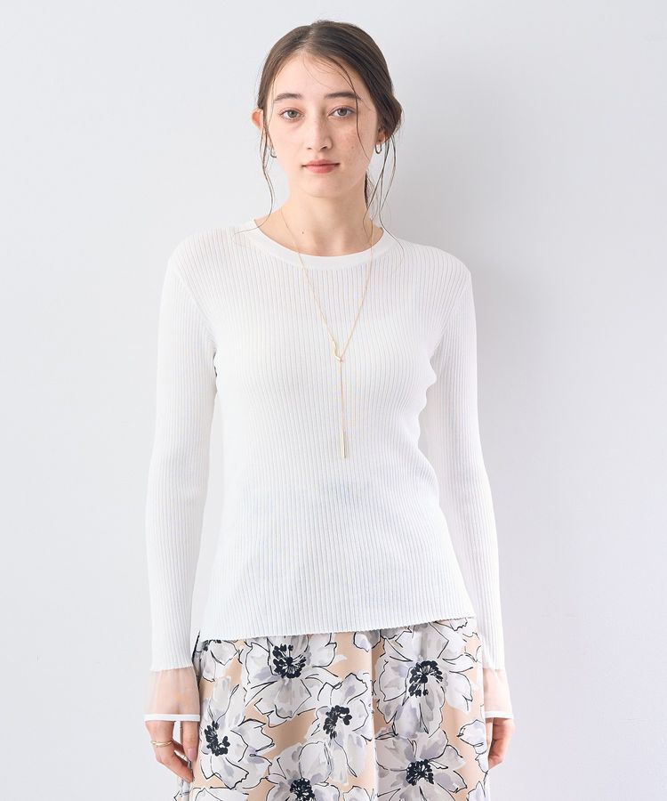 YECCA VECCA「袖口シアーリブニット」|ニット・セーター|