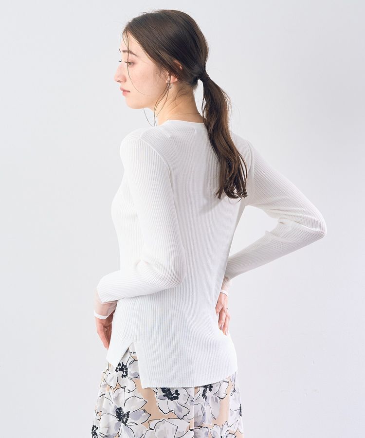 YECCA VECCA「袖口シアーリブニット」|ニット・セーター|