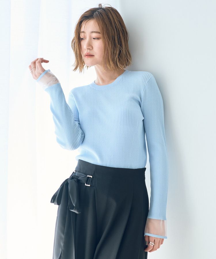 YECCA VECCA「袖口シアーリブニット」|ニット・セーター|