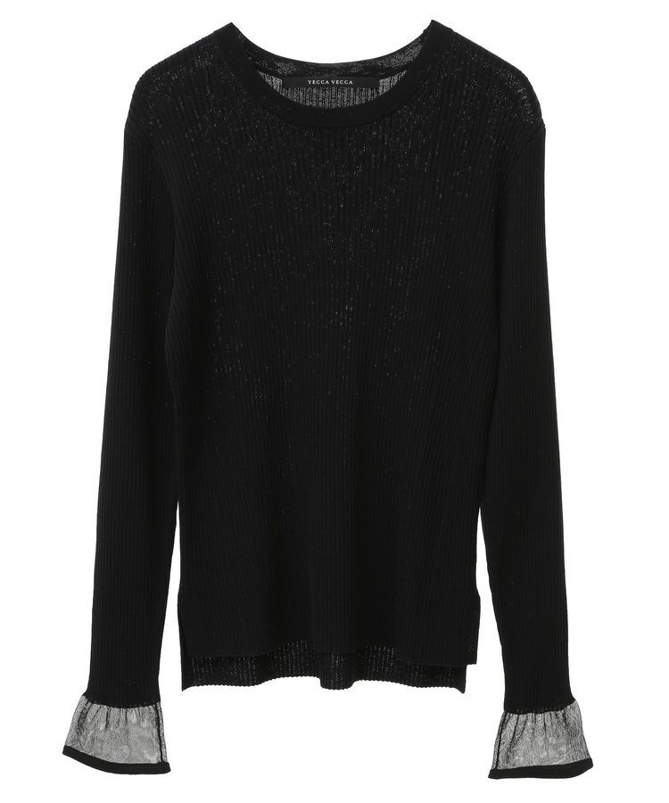 YECCA VECCA「袖口シアーリブニット」|ニット・セーター|