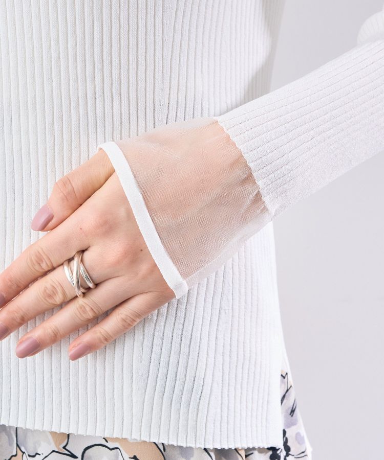 YECCA VECCA「袖口シアーリブニット」|ニット・セーター|