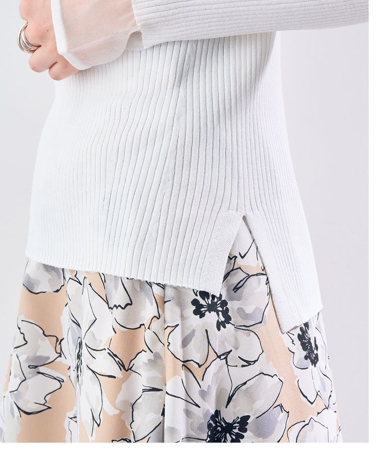 YECCA VECCA「袖口シアーリブニット」|ニット・セーター|