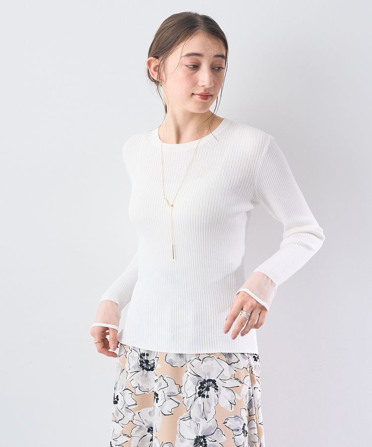 YECCA VECCA「袖口シアーリブニット」|ニット・セーター|