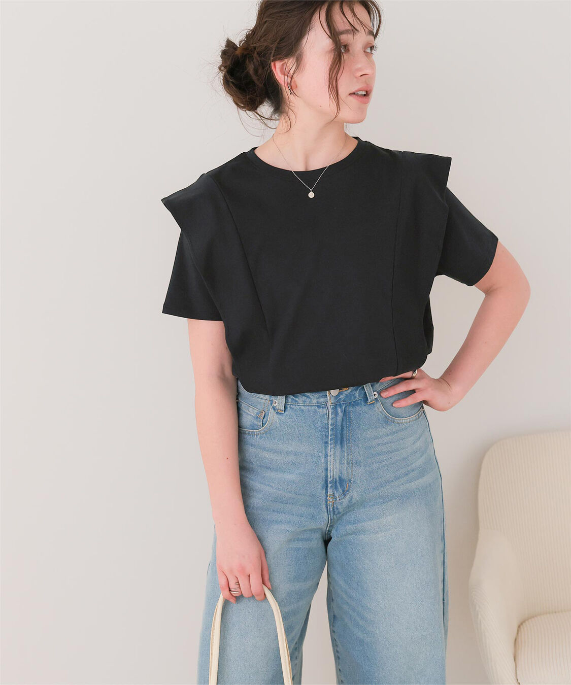 titivate「汗染み防止ラッフルスリーブTシャツ」|Tシャツ・カットソー|