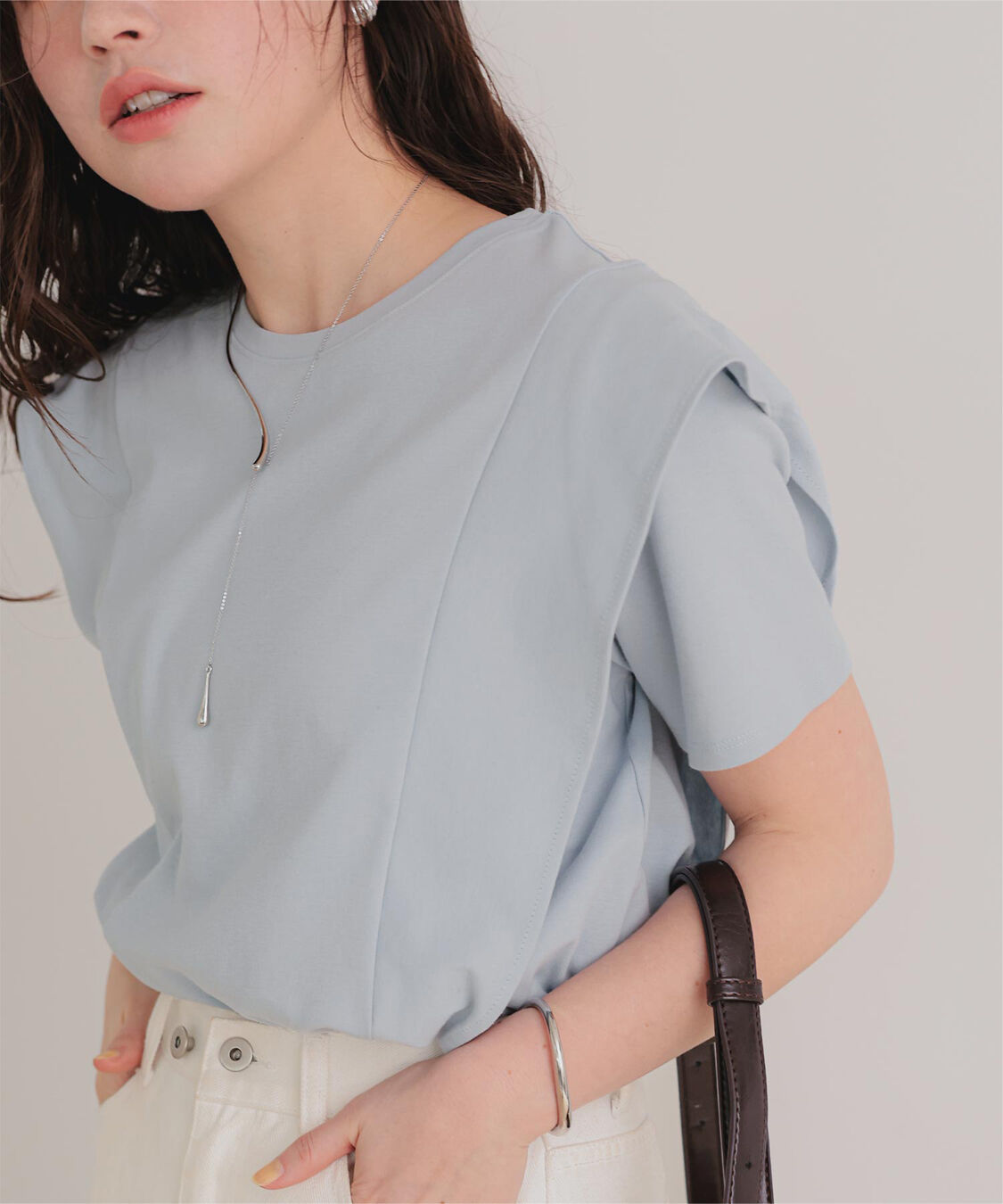 titivate「汗染み防止ラッフルスリーブTシャツ」|Tシャツ・カットソー|