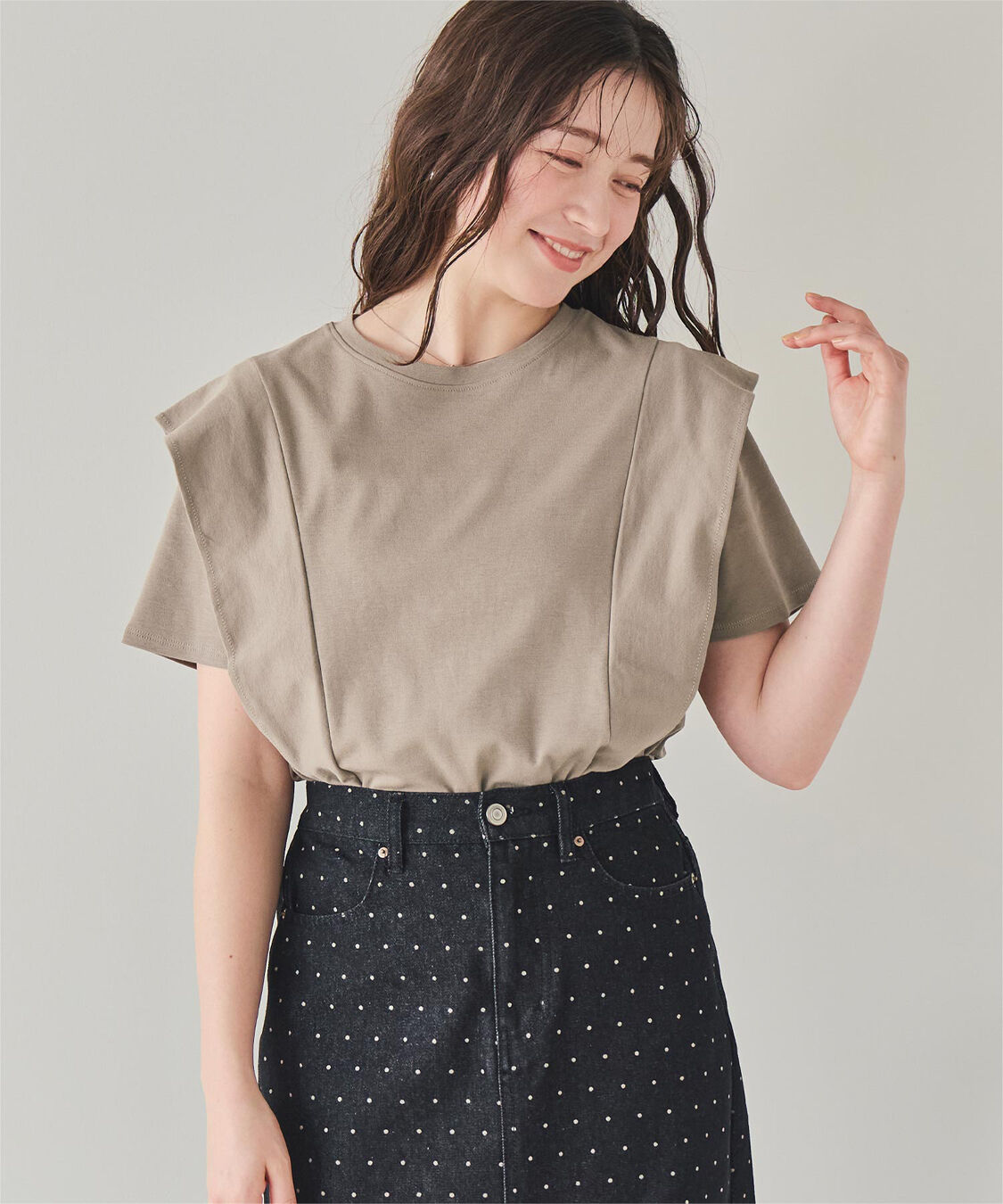 titivate「汗染み防止ラッフルスリーブTシャツ」|Tシャツ・カットソー|