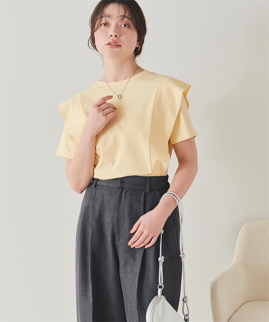 titivate「汗染み防止ラッフルスリーブTシャツ」|Tシャツ・カットソー|