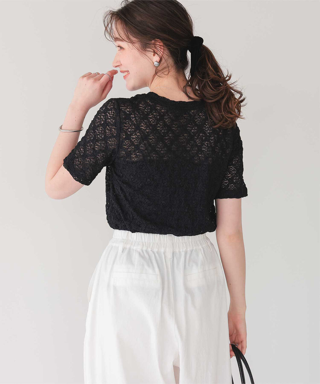 titivate「ハーフスリーブレーストップス」|Tシャツ・カットソー|