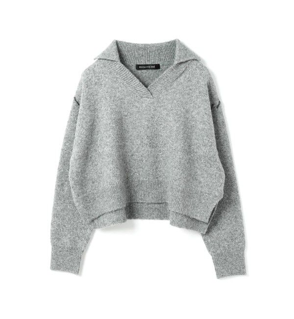mizuiro ind「mizuiro ind スキッパーハンドステッチショートプルオーバー」|ニット・セーター|