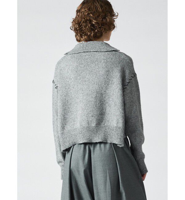 mizuiro ind「mizuiro ind スキッパーハンドステッチショートプルオーバー」|ニット・セーター|