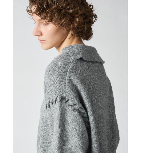 mizuiro ind「mizuiro ind スキッパーハンドステッチショートプルオーバー」|ニット・セーター|