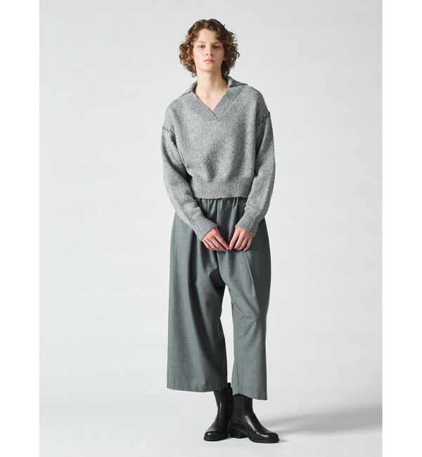 mizuiro ind「mizuiro ind スキッパーハンドステッチショートプルオーバー」|ニット・セーター|