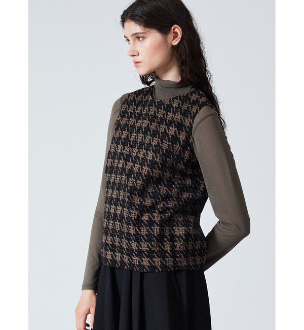 mizuiro ind「mizuiro ind 千鳥プリントノースリーブプルオーバー」|Tシャツ・カットソー|