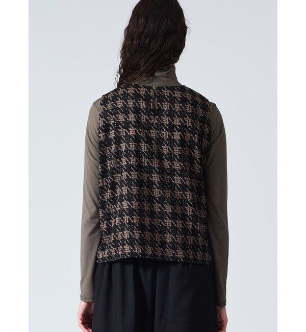 mizuiro ind「mizuiro ind 千鳥プリントノースリーブプルオーバー」|Tシャツ・カットソー|