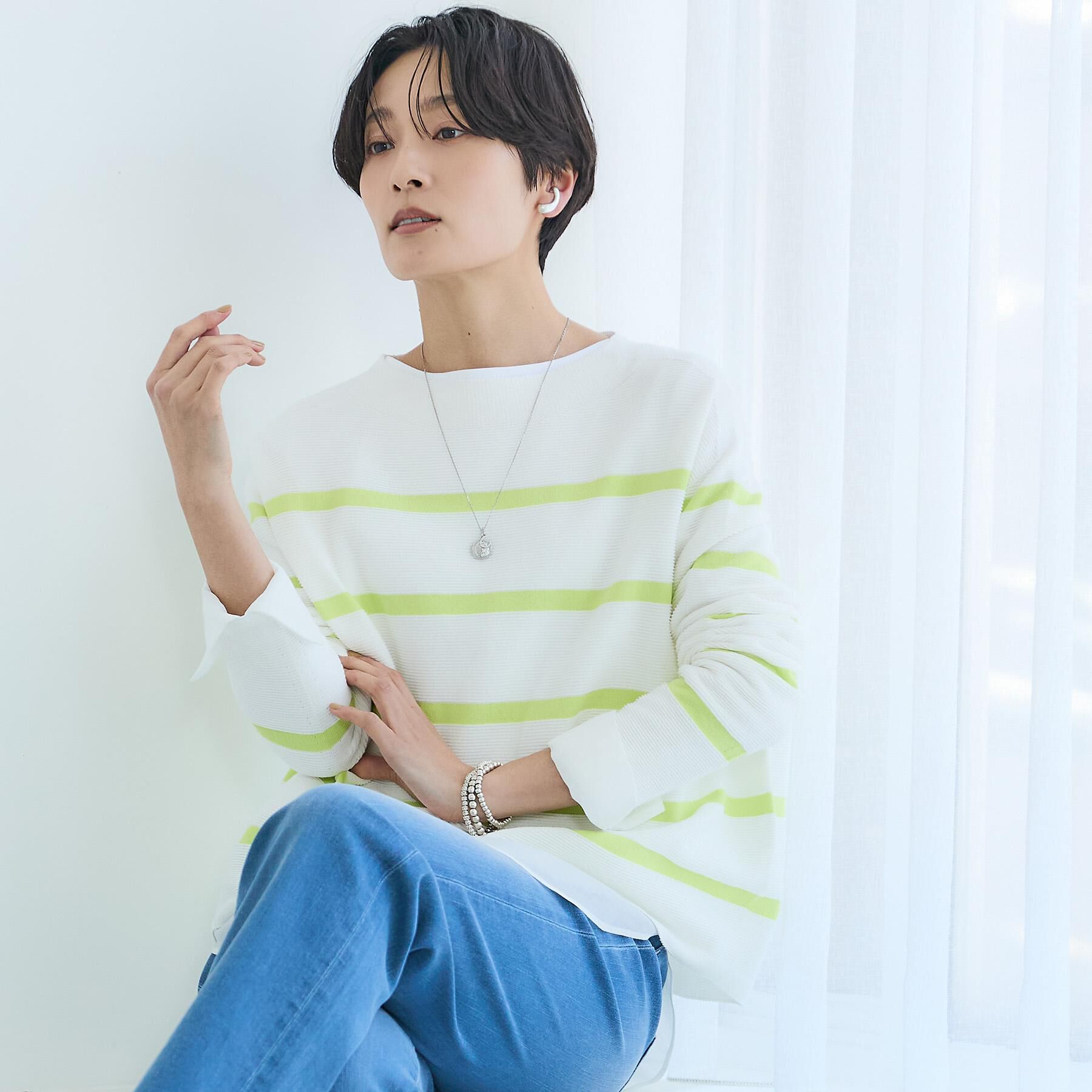 UNTITLED「【ゆったり/洗える】クロップドニットプルオーバー」|ニット・セーター|