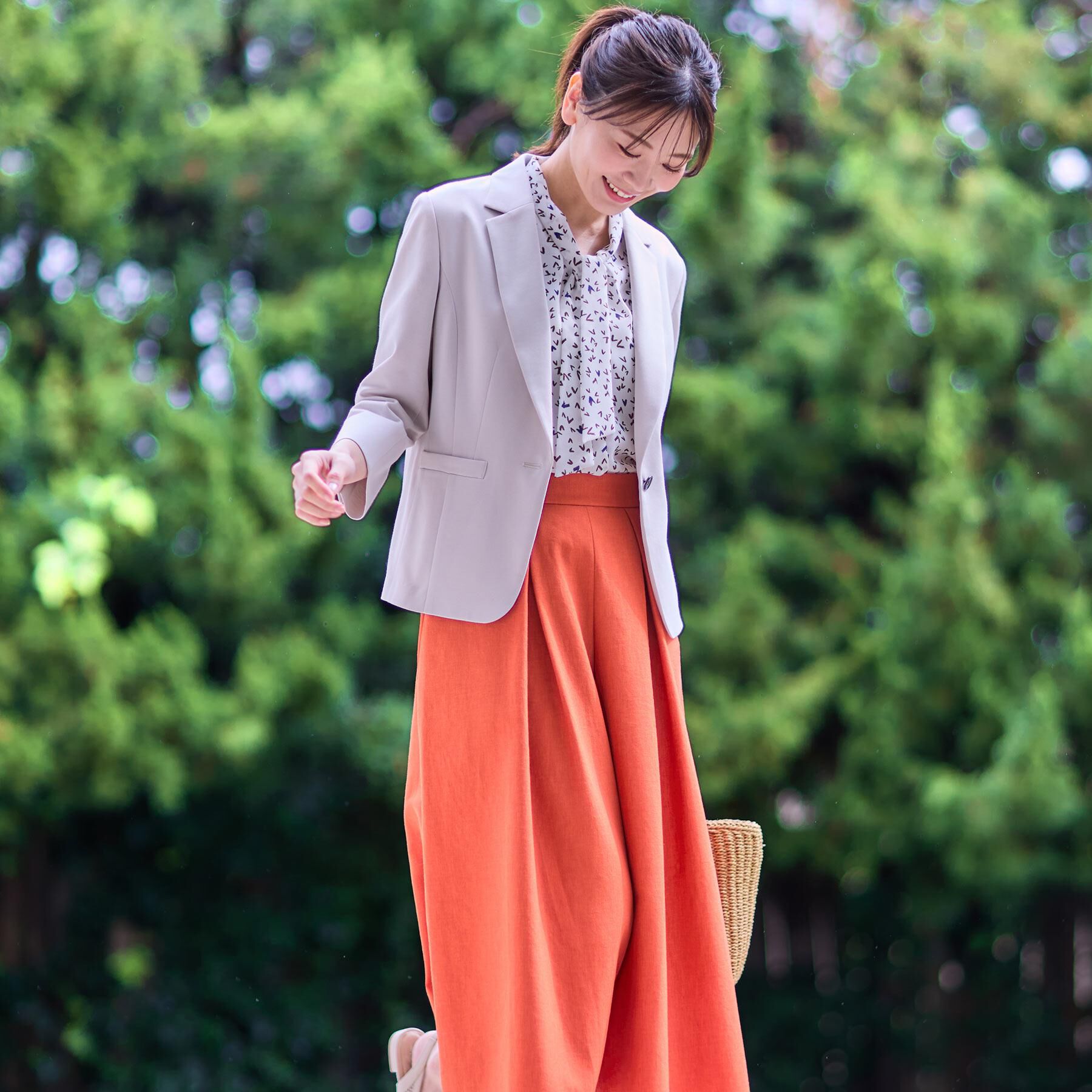 Reflect「【マシンウォッシュ可／セットアップ可】ボウタイプリントブラウス」|シャツ・ブラウス|