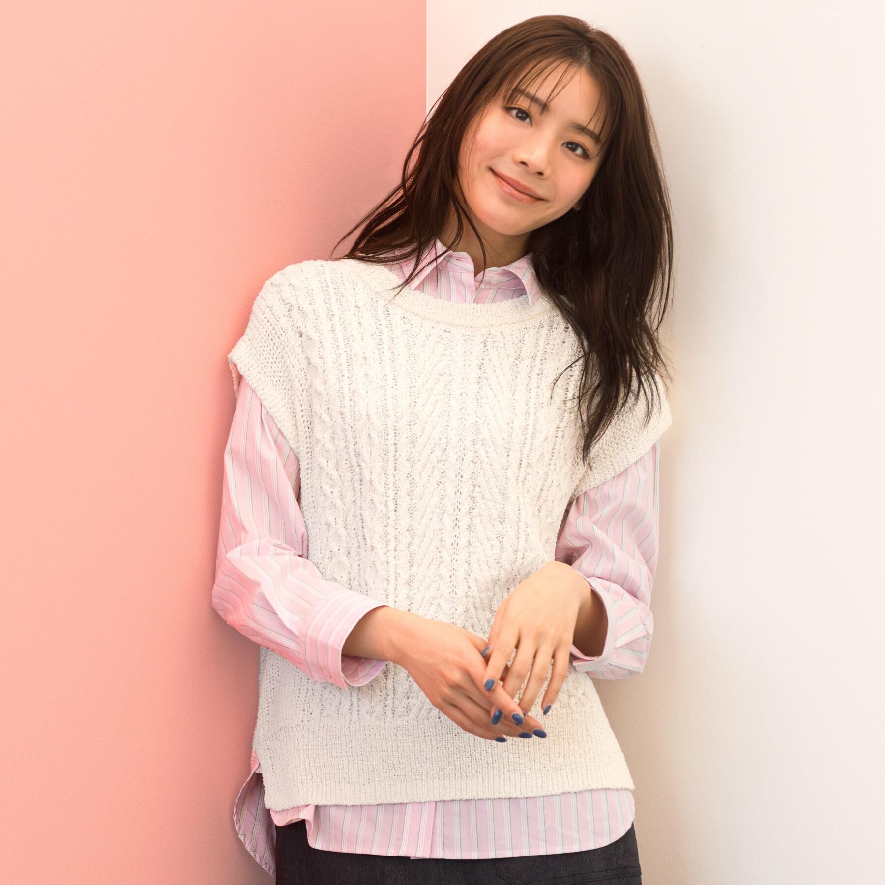 grove「リリヤーンケーブル ニットベスト」|ニット・セーター|