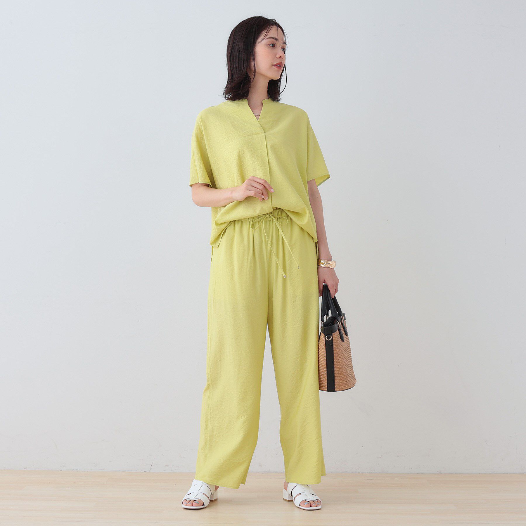 INDIVI「【洗える／UVケア／SETUP可能】ドロストワイドパンツ」|その他|