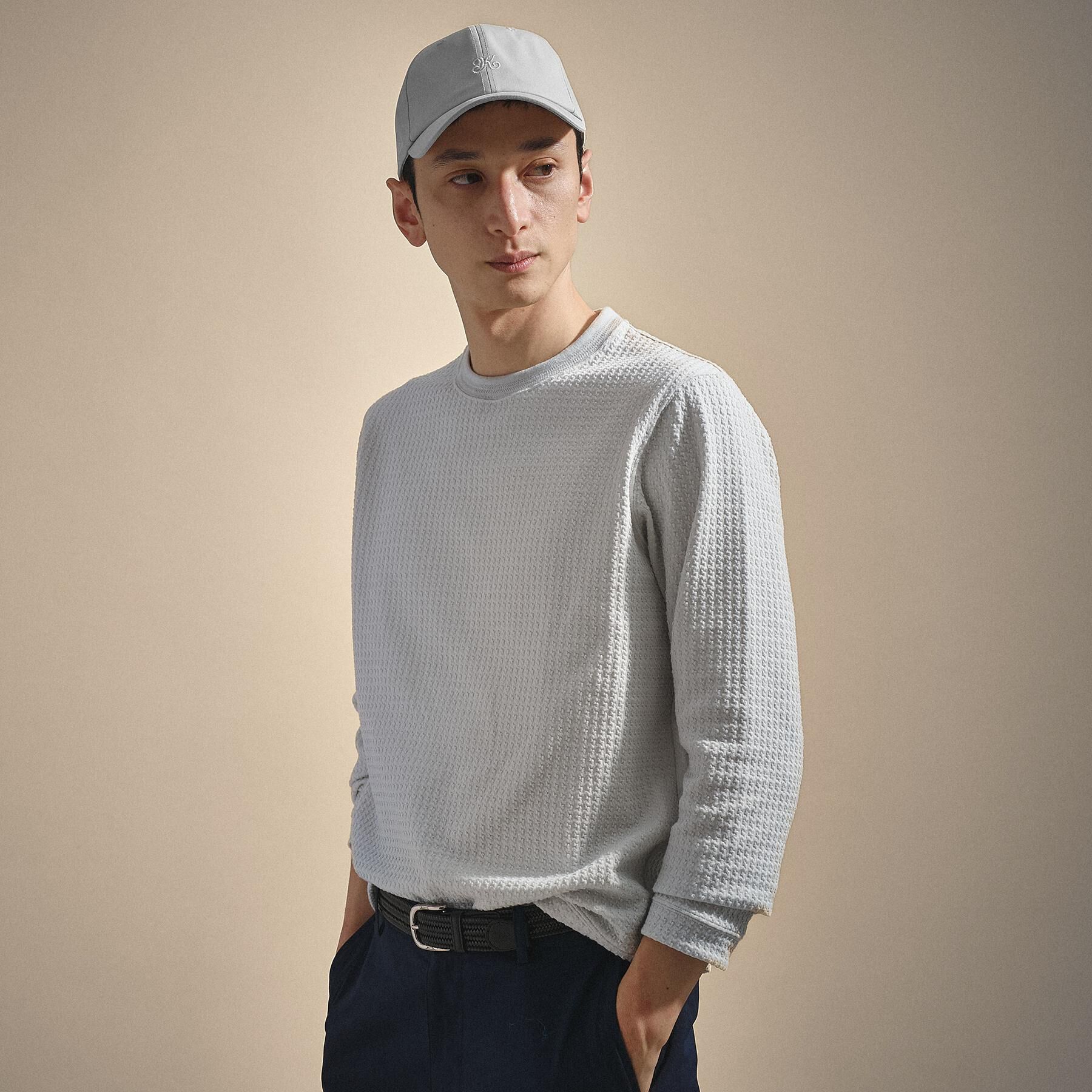 TAKEO KIKUCHI「千鳥柄 ストレッチ プルオーバー」|Tシャツ・カットソー|ライトグレー(011