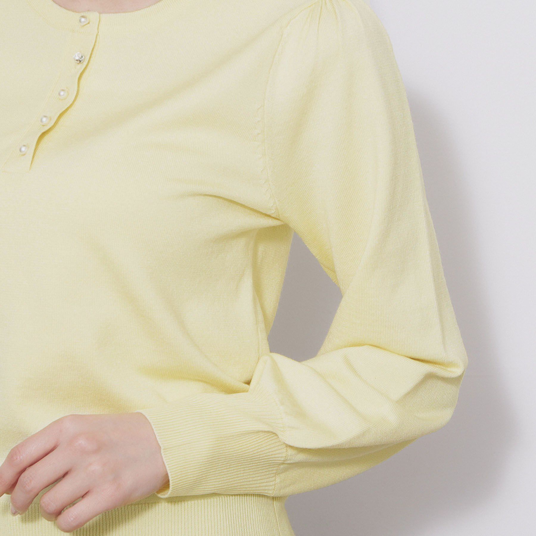 index「ビジューボタンヘンリーネックニット【洗濯機OK】」|ニット・セーター|