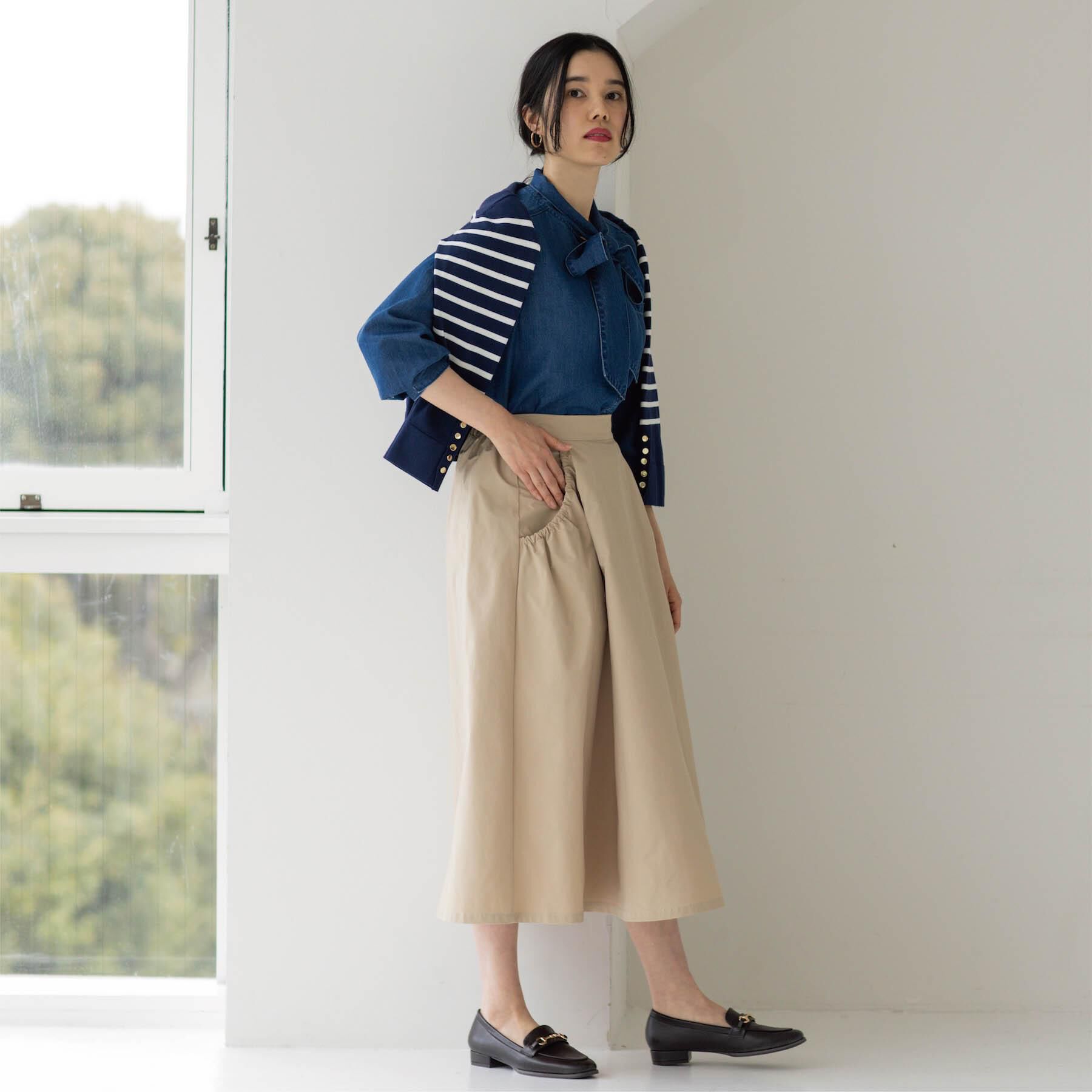 OPAQUE.CLIP「セルロース混デニムボウタイブラウス【洗濯機OK】」|シャツ・ブラウス|