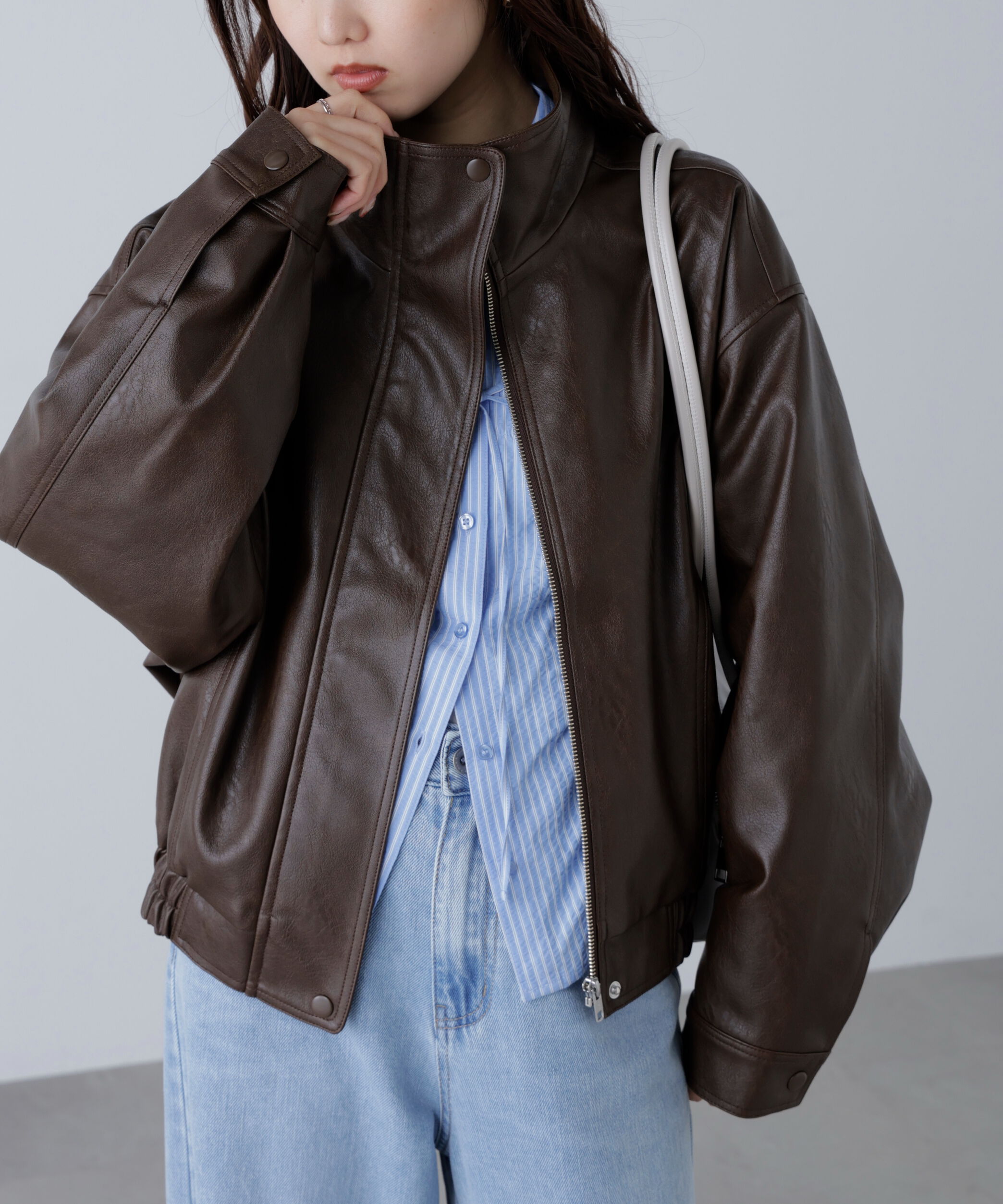  「スタンド合皮ブルゾン」|ブルゾン・スタジャン|