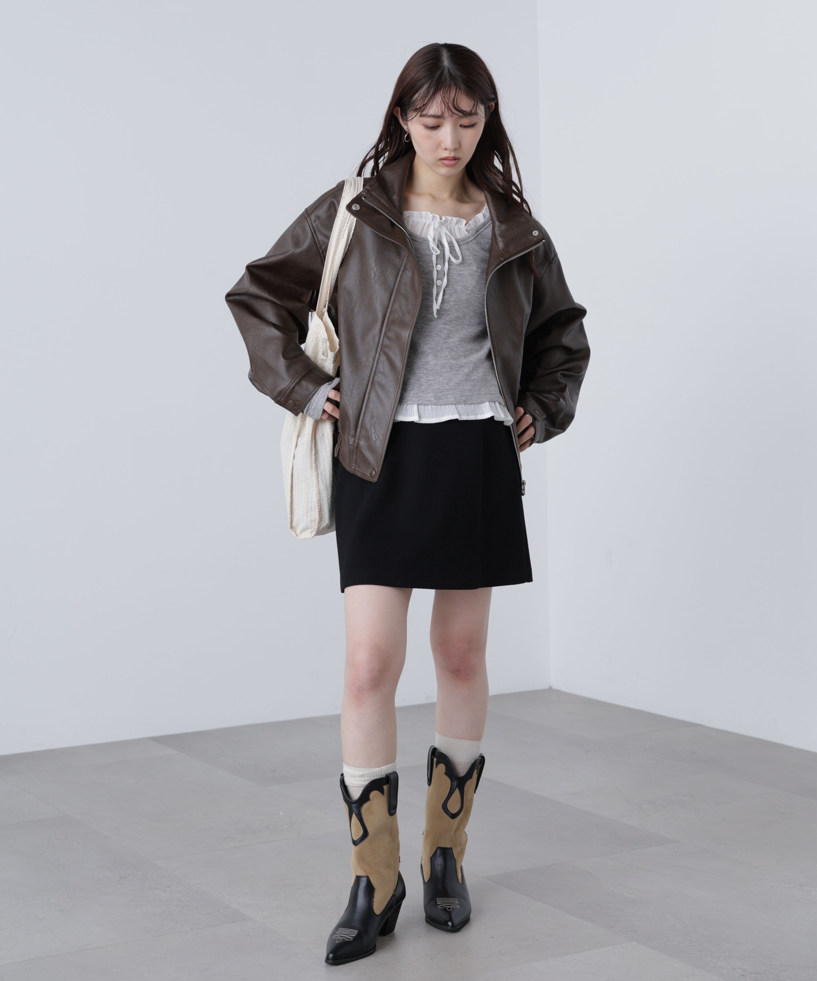  「スタンド合皮ブルゾン」|ブルゾン・スタジャン|