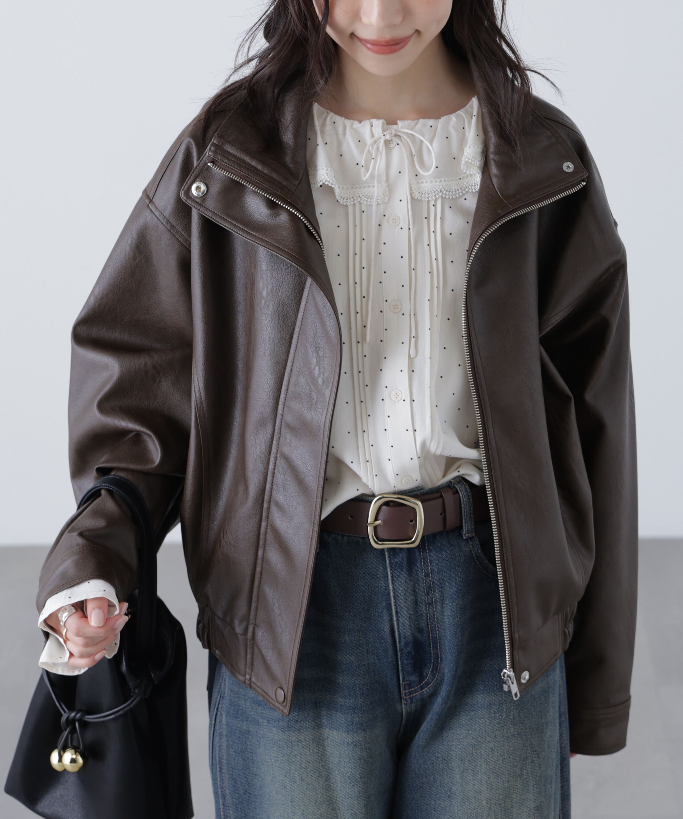  「スタンド合皮ブルゾン」|ブルゾン・スタジャン|