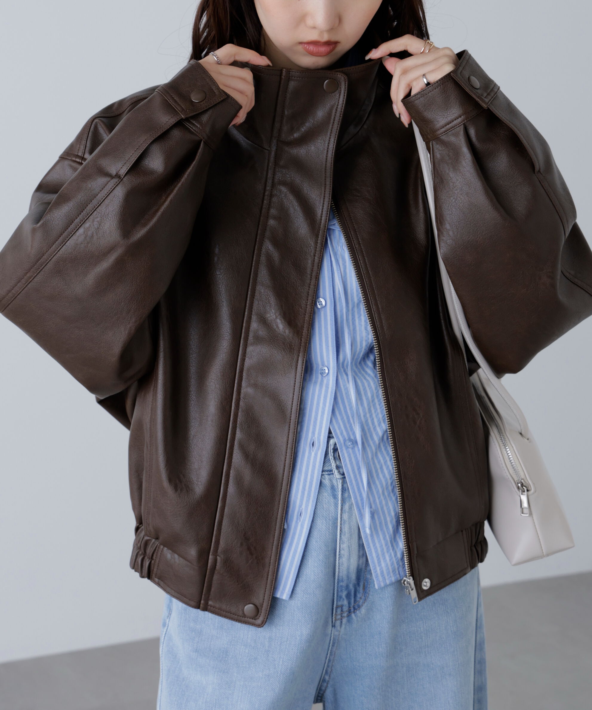  「スタンド合皮ブルゾン」|ブルゾン・スタジャン|