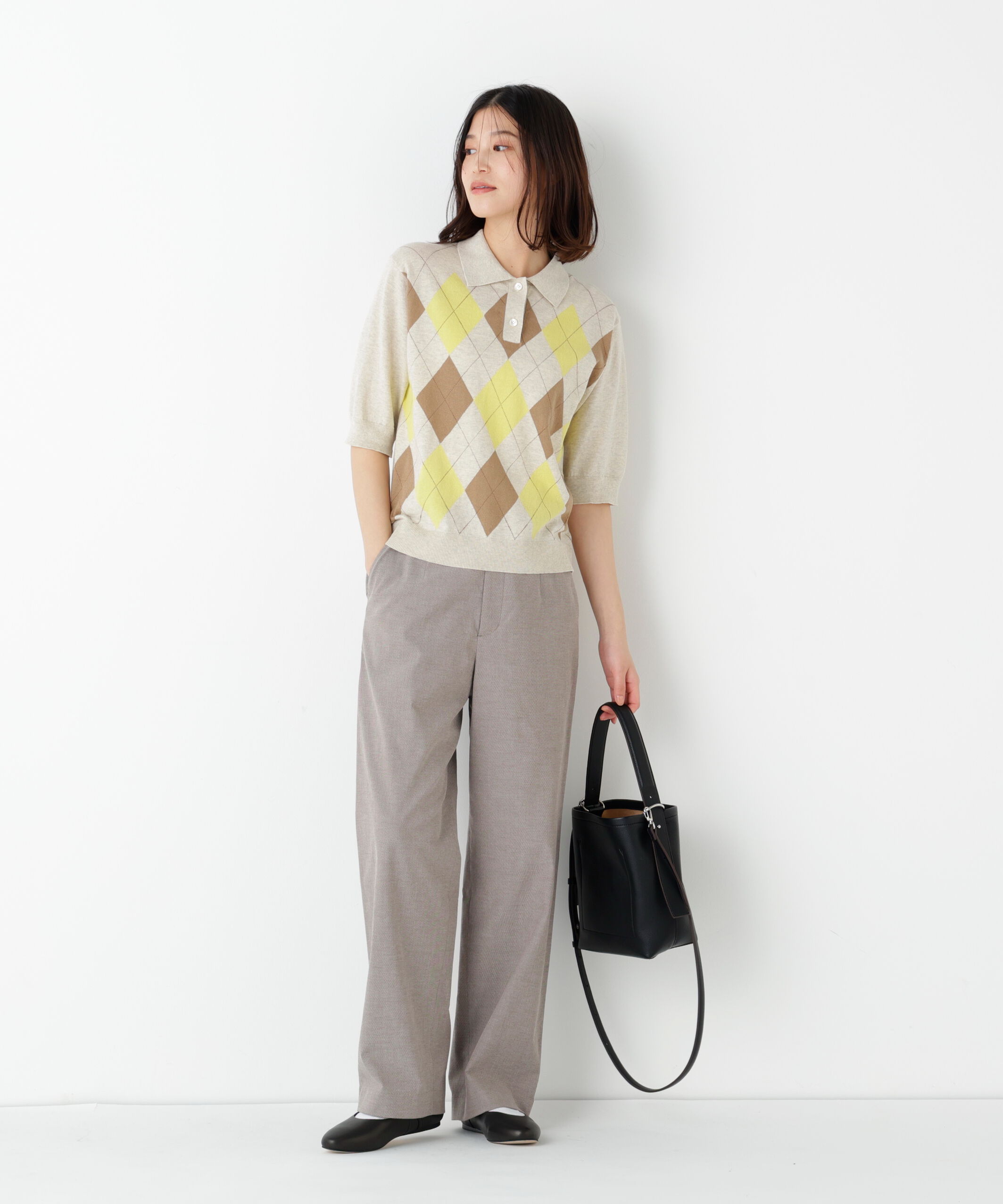  「◆《ウォッシャブル》アーガイル柄ポロニット」|ニット・セーター|