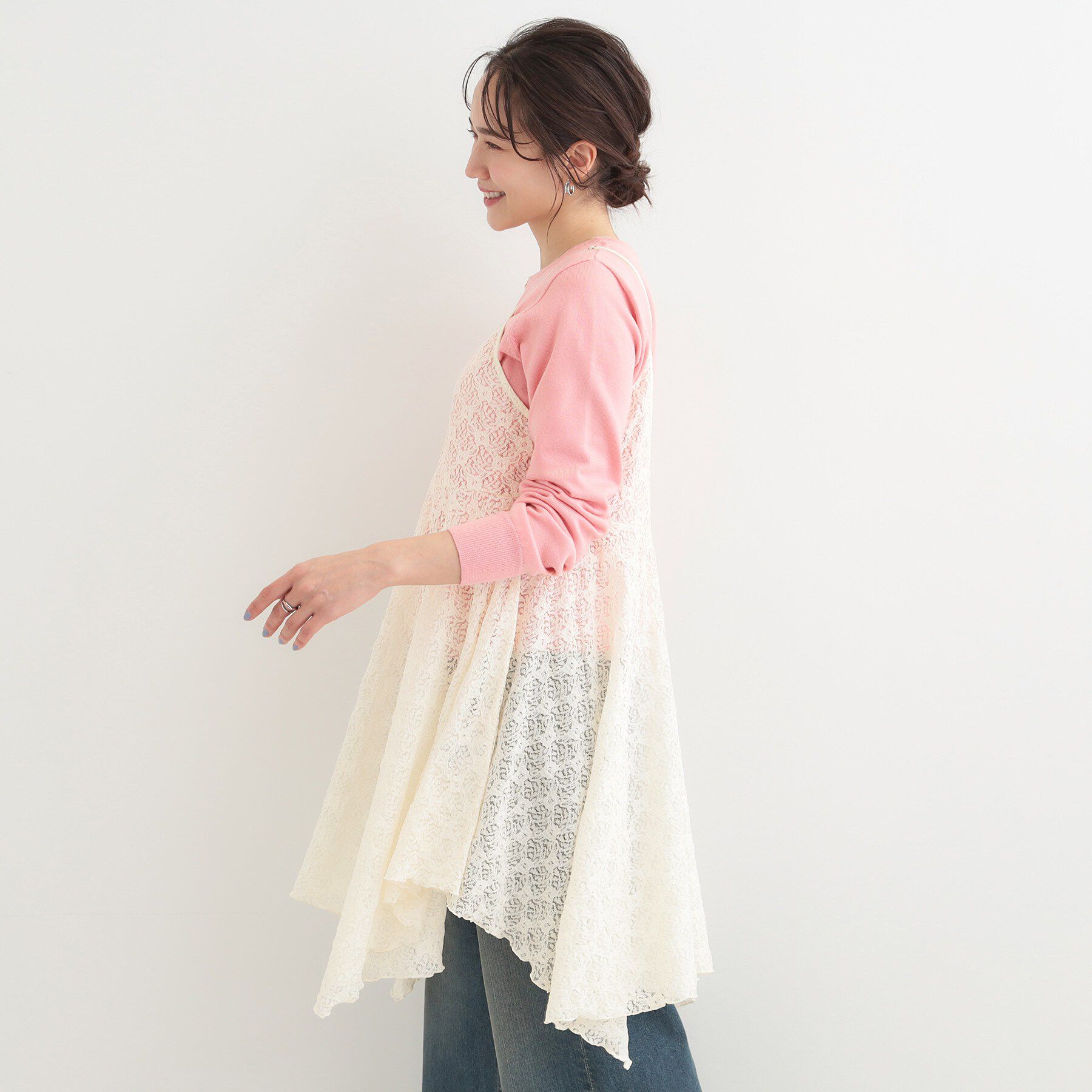 SHOO･LA･RUE「【前後2WAYネック】レイヤードスタイルにおすすめ レースキャミチュニック」|チュニック|