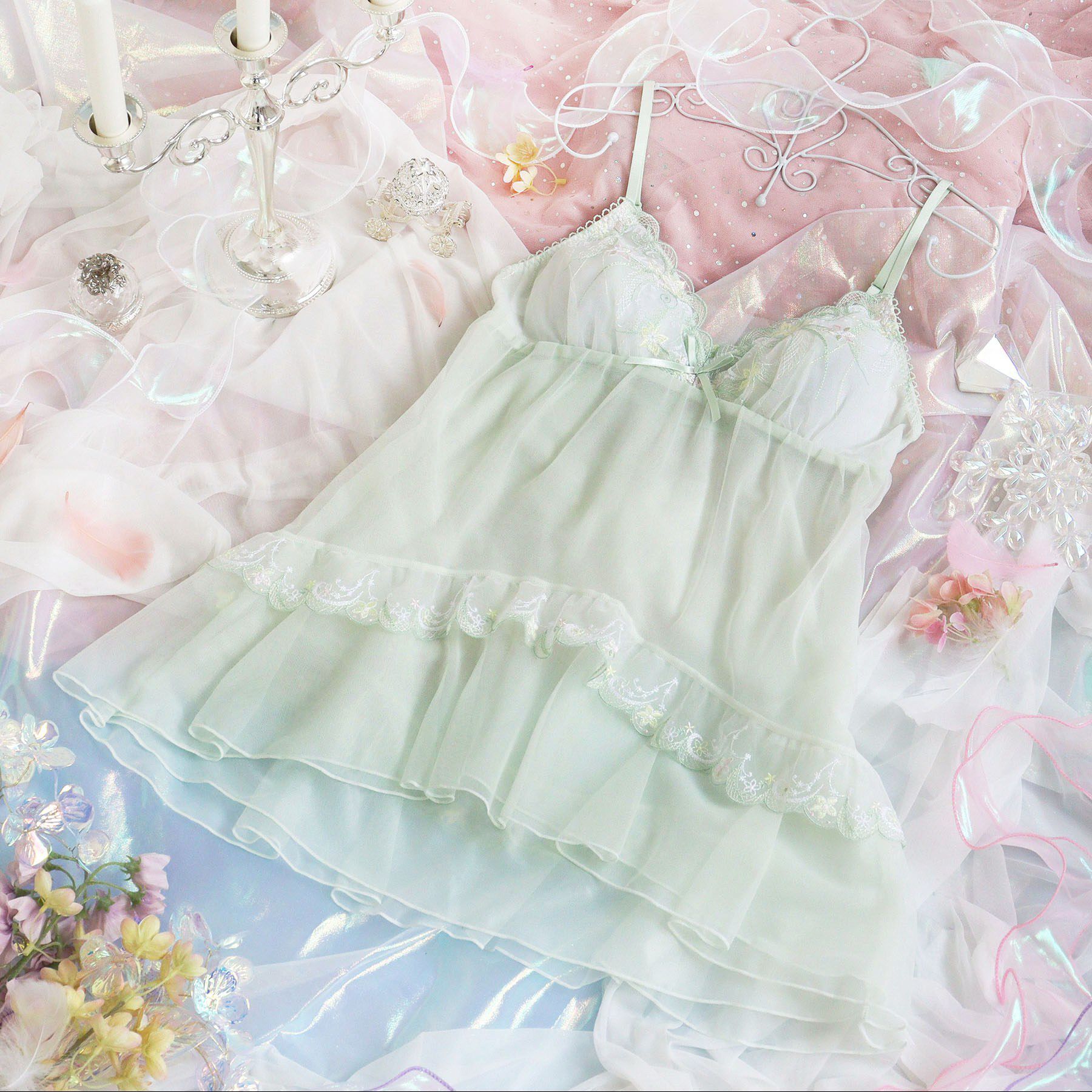 Risa Magli「コリンナ カップ付スリップ」|キャミソール|ミントグリーン(02