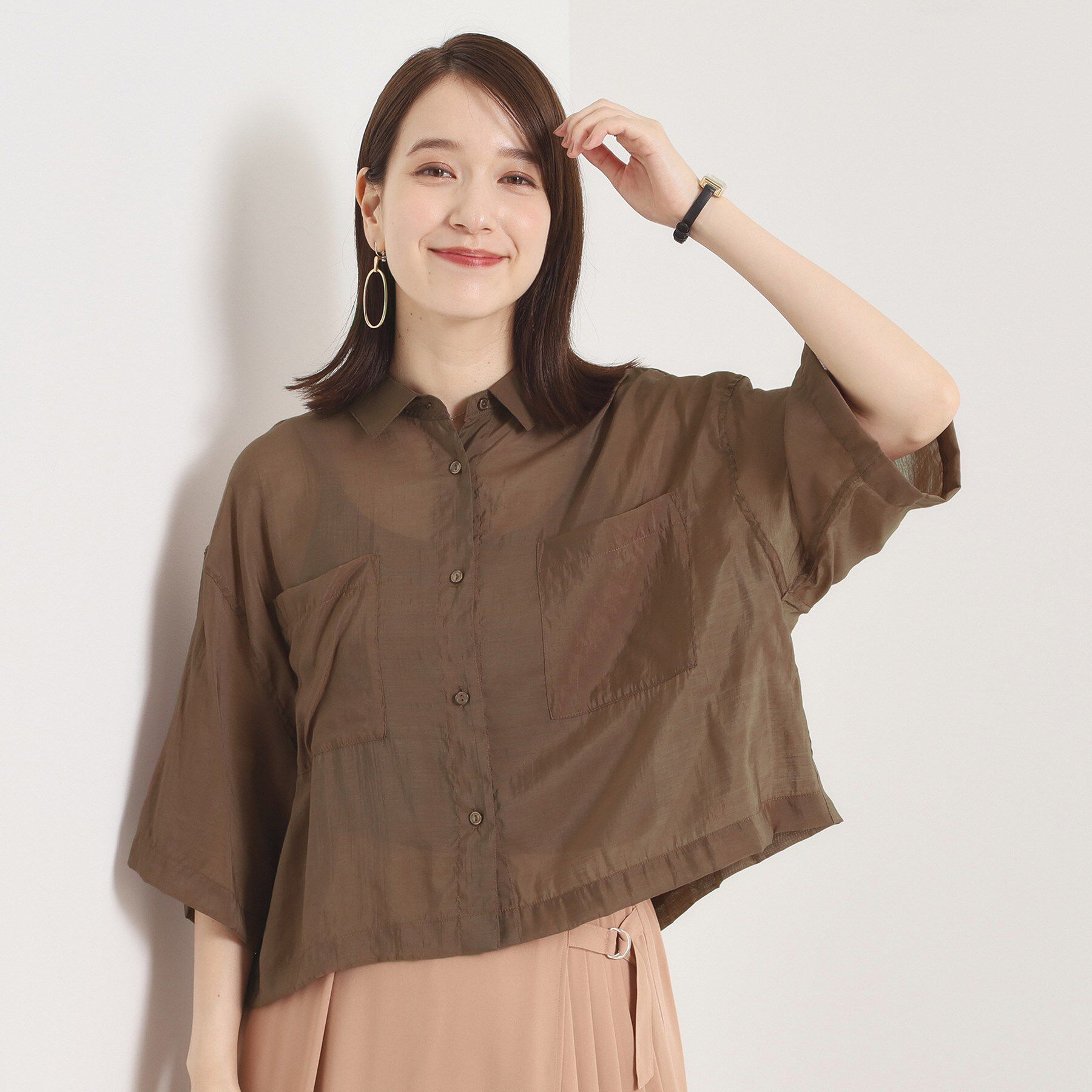 ITS&rsquo;DEMO「【手洗い可】シアー短丈シャツ」|シャツ・ブラウス|