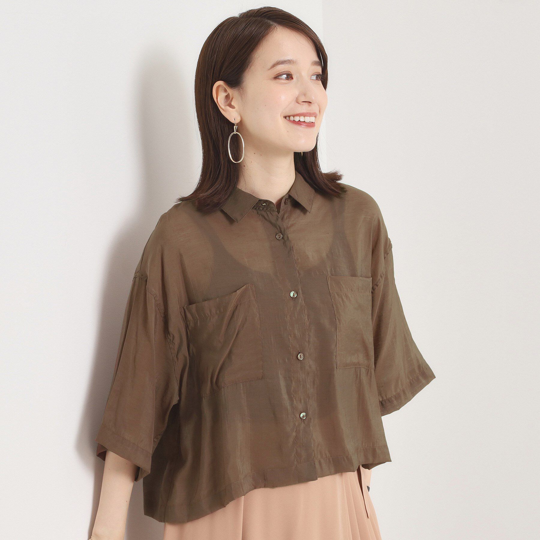 ITS&rsquo;DEMO「【手洗い可】シアー短丈シャツ」|シャツ・ブラウス|