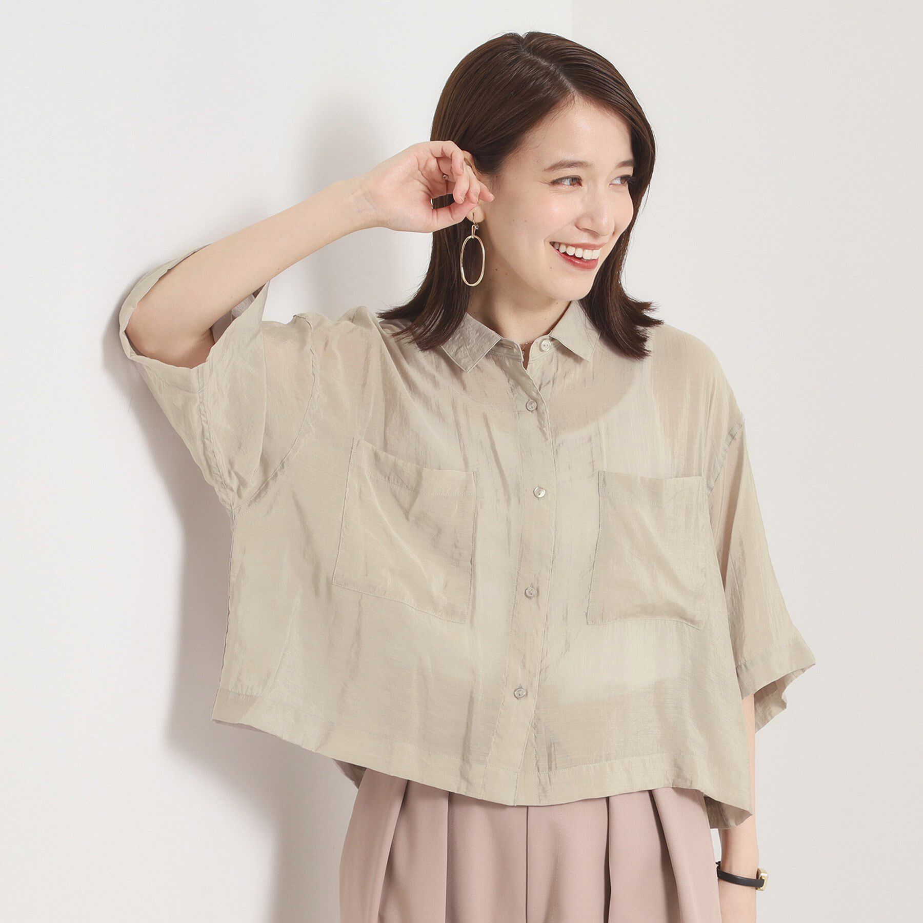 ITS&rsquo;DEMO「【手洗い可】シアー短丈シャツ」|シャツ・ブラウス|