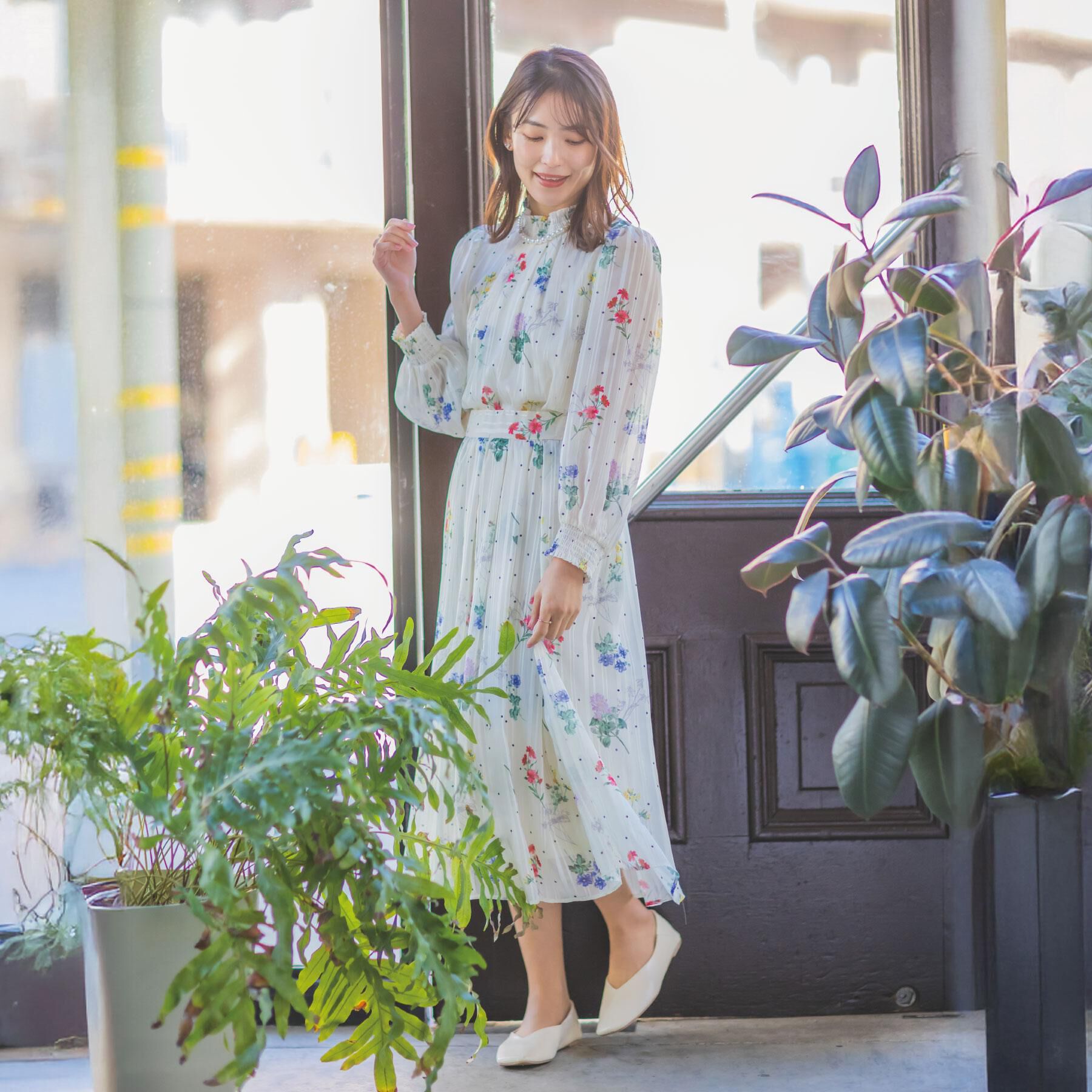 ITS&rsquo;DEMO「【手洗い可／セットアップ可】ラメストライプ花柄ブラウス」|シャツ・ブラウス|