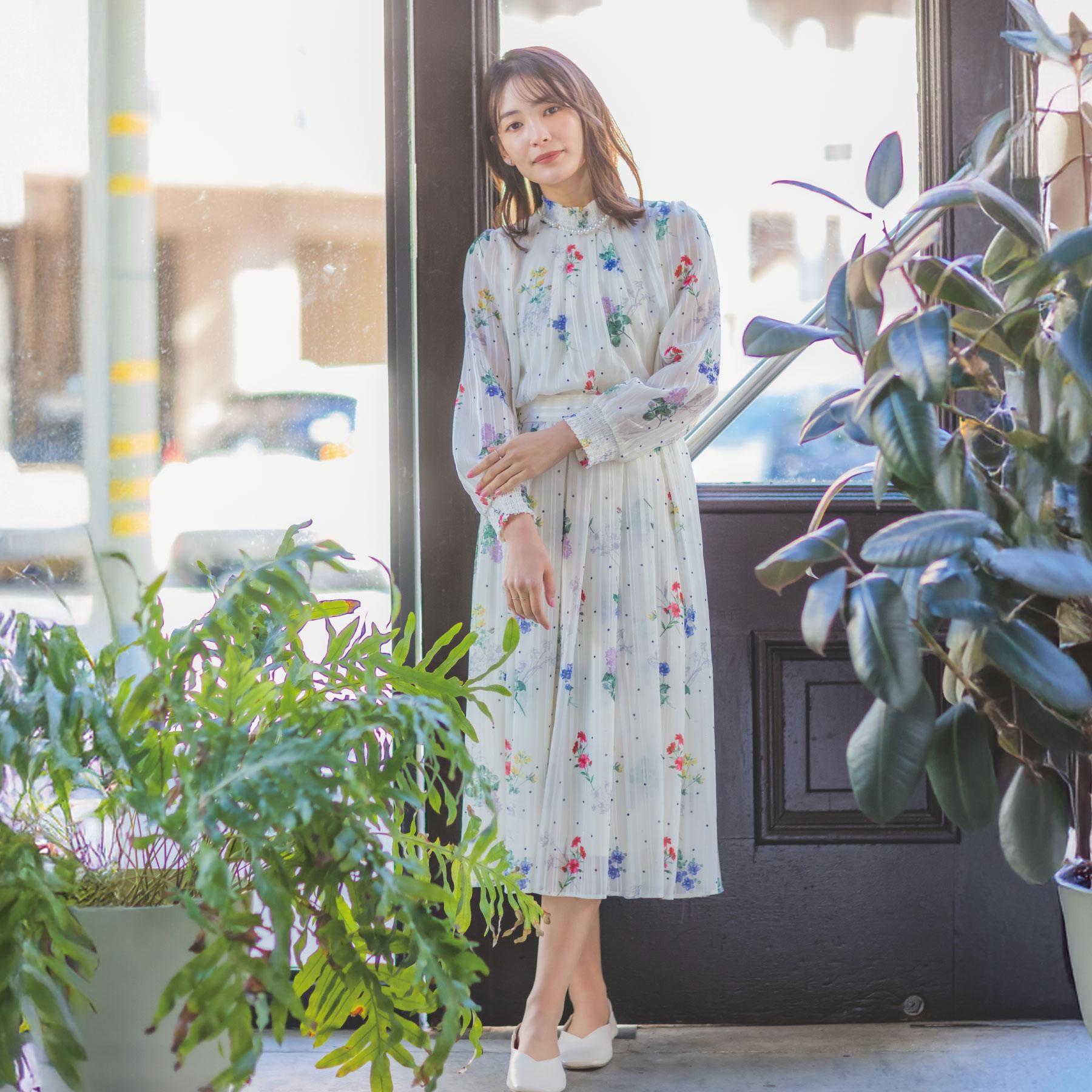 ITS&rsquo;DEMO「【手洗い可／セットアップ可】ラメストライプ花柄ブラウス」|シャツ・ブラウス|