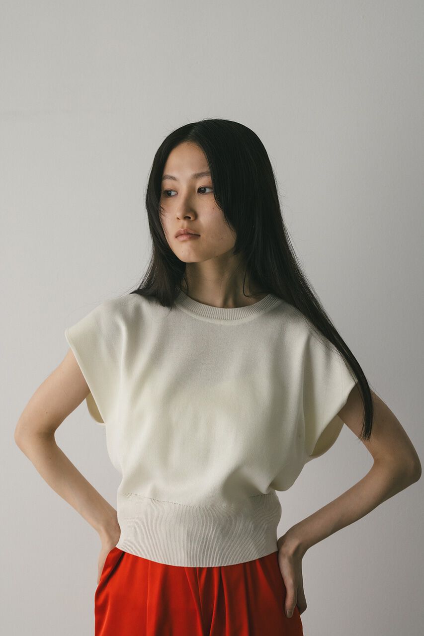 STYLEMIXER「ショルダータックショートニット」|タンクトップ|WHT