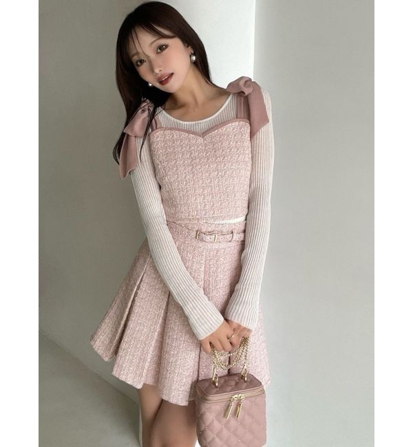 RESEXXY「ショルダーリボンツイードビスチェ【セットアップ着用可能】」|キャミソール|