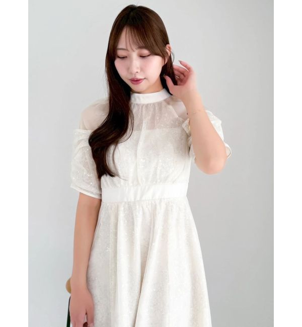 dazzlin「スパンコールレースオープンショルダードレス」|ワンピース|