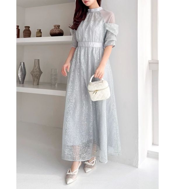 dazzlin「スパンコールレースオープンショルダードレス」|ワンピース|