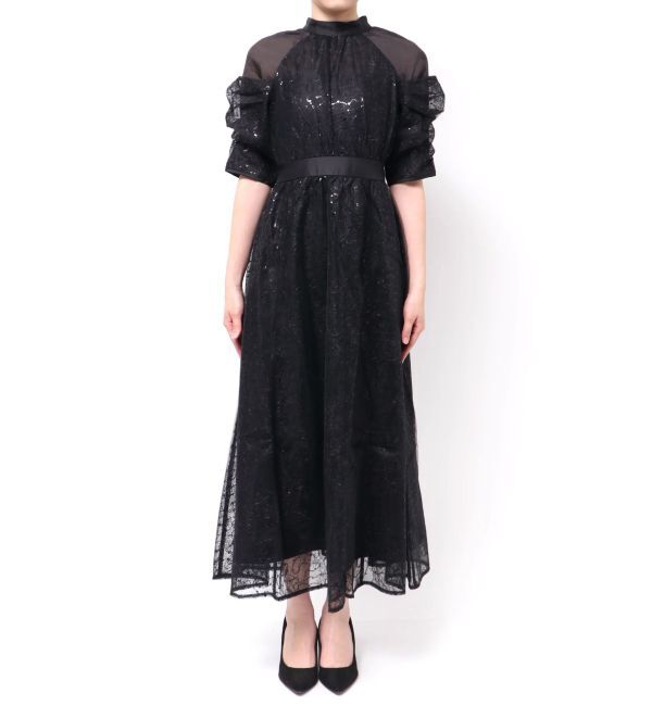 dazzlin「スパンコールレースオープンショルダードレス」|ワンピース|
