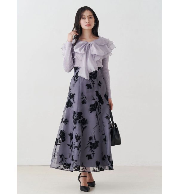 MERCURYDUO「異素材ラッフルリボンリブニット」|ニット・セーター|