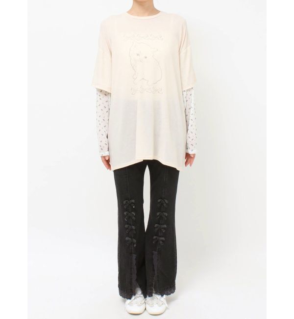 merry jenny「cat ribbonレイヤードロンT」|Tシャツ・カットソー|