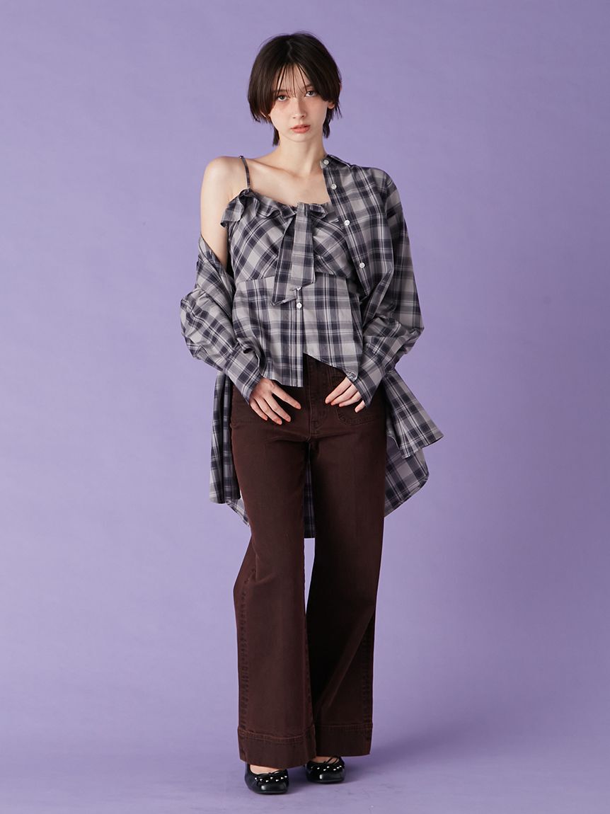 LILY BROWN「チェックシャツペプラムビスチェ」|ベスト・ジレ|