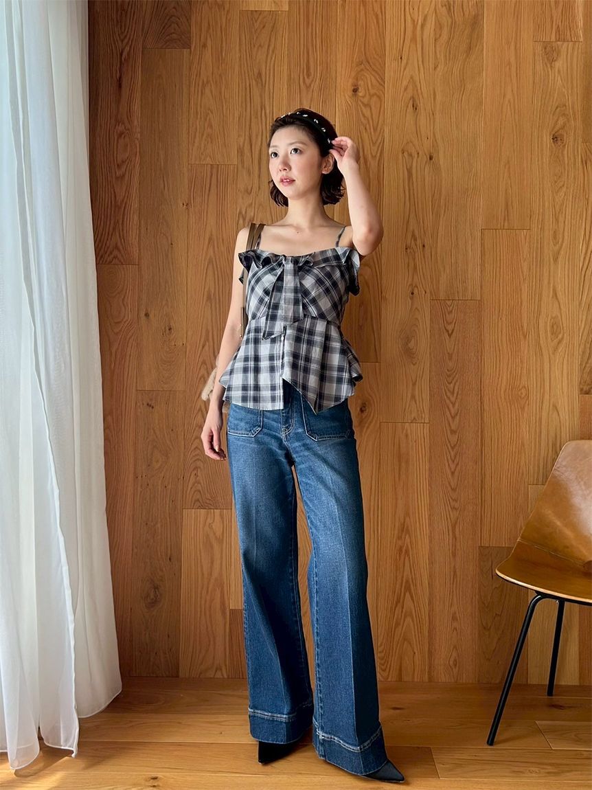 LILY BROWN「チェックシャツペプラムビスチェ」|ベスト・ジレ|