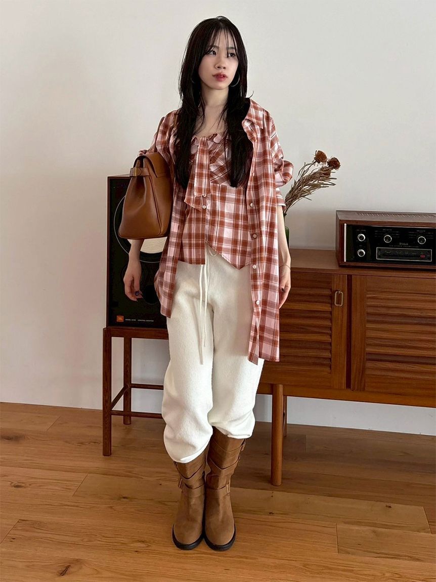 LILY BROWN「チェックシャツペプラムビスチェ」|ベスト・ジレ|
