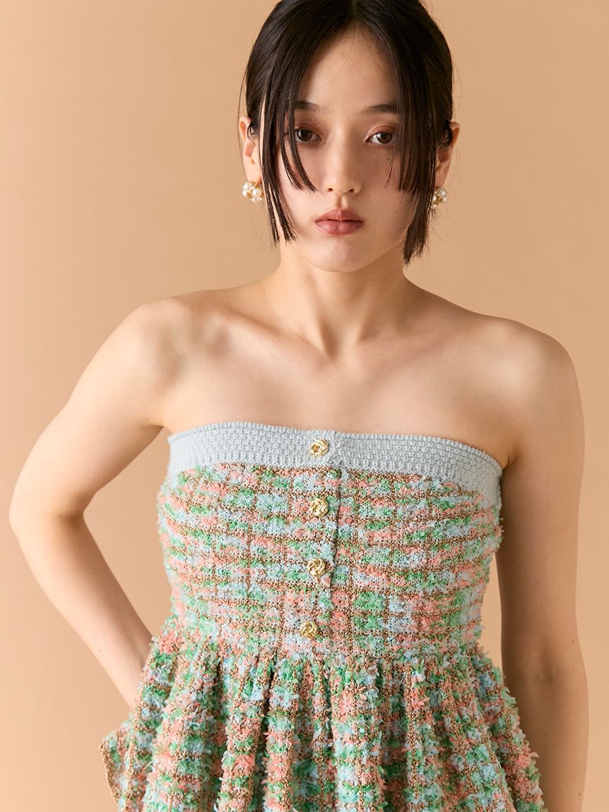 LILY BROWN「ツイードニットペプラムビスチェ」|ベスト・ジレ|